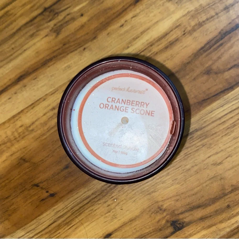 Perfect Harvest Cranberry Orange Scone Glass Scented Candle 7 Ounces (New)